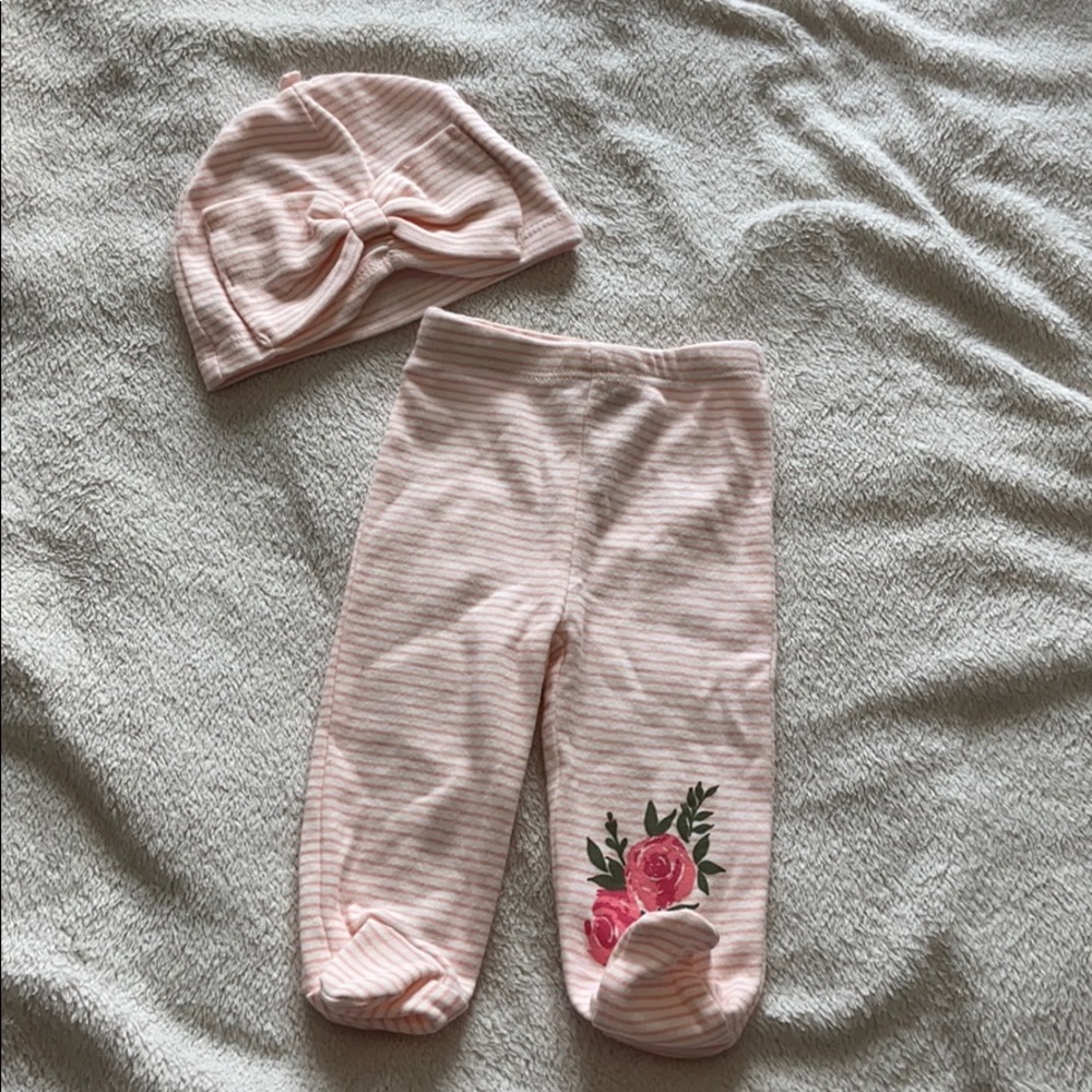 SALE 3/$12 Nicole Miller Pink & White pant and hat
